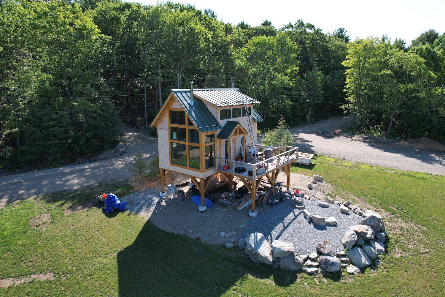 The Poplar under construction on timber framed stilts with patio.