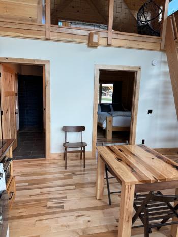 Finished interior of The Cherry cabin.