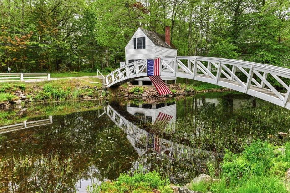 Selectmen's Building and Bridge in Somesville, Maine, which is managed in conjunction with the town of Mount Desert.