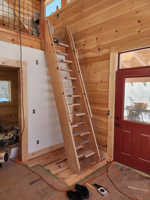 Custom stairs built for the loft bedroom.