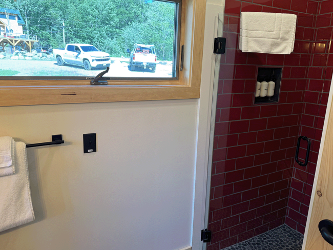 Bathroom and shower.