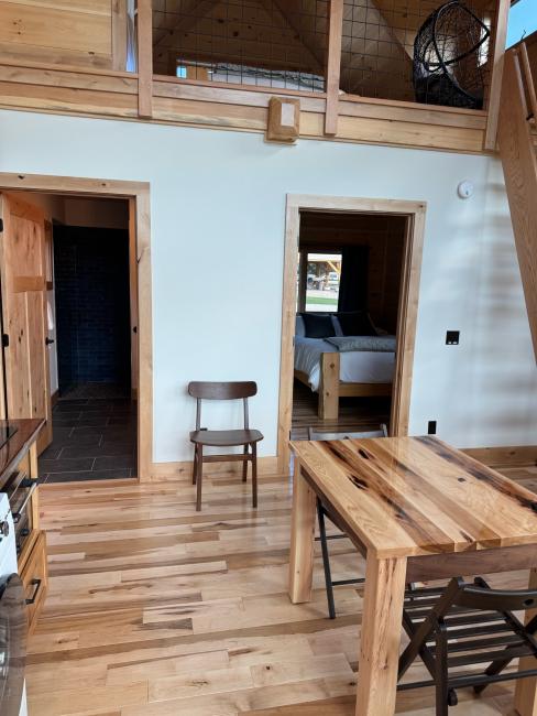 Finished interior of The Cherry cabin.